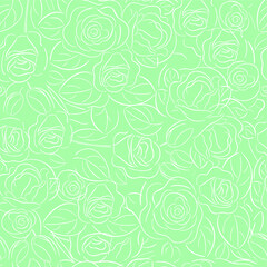 Seamless vector pattern with contour flowers with roses and tulips Wallpaper with floral ornament. Background with flowers.