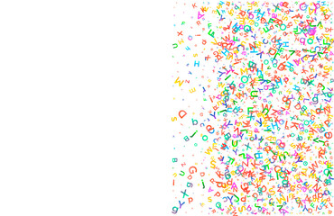 Colorful vector background made from english alphabets, letters or characters in flat style.