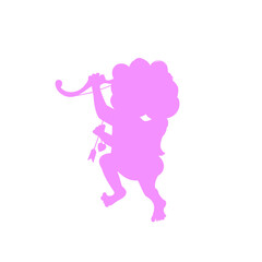 The silhouette of Cupid on a white background