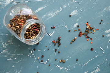 spices scattered on the table black pepper