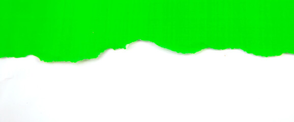 Tear paper to create space for advertising messages. White and green.