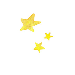 Watercolor stars. Hand drawn yellow stars. Illustrations for children