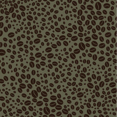 Coffee beans seamless pattern. The fruit of the coffee tree in bulk.