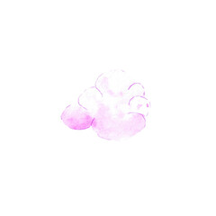 Watercolor cloud illustration. Pink cloud hand drawn on paper