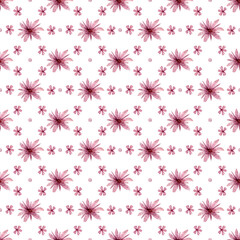 Elegant seamless pattern with beautiful pink flowers on white background