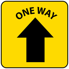 Social distancing concept for preventing coronavirus covid-19 with black Arrow sign and wording One way on yellow background