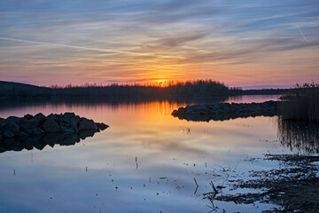Abendstimmung am Störmthaler See bei Leipzig.