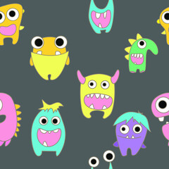 seamless pattern with monsters vector illustration