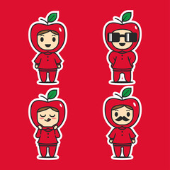 Cute character vector four apple