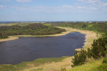 A view across the lake at Tower Hill Wildlife Reserve, Victoria, Australia. 