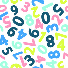 Seamless pattern with numbers for school design.