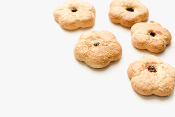 cookies on white background, homemade baking, flour products, bakery products