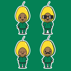 Cute character vector four avocado