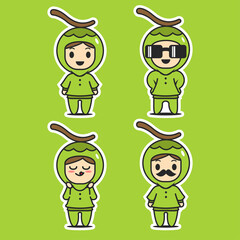Cute character vector four coconut