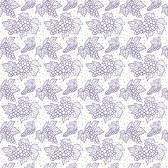 Hand drawn grape and vine seamless background. Bunch of grapes vector endless pattern. Grape and vine logo and ornament. Part of set.