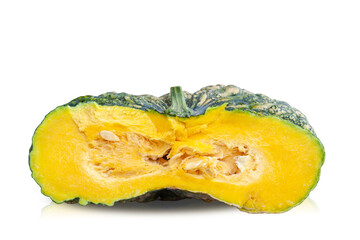 Cut half a pumpkin isolate on white background for cooking.