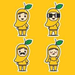 Cute character vector four mango
