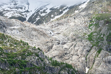 Felslandschaft vor Rhonegletscher am Furkapass, Kt. Wallis, Schweiz
