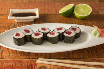 Pieces of tuna sushi