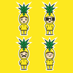 Cute character vector four pineapple