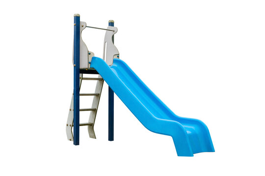 blue children's slide isolated on white background