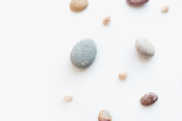 sea ​​pebbles, sea ​​pebbles on a white background