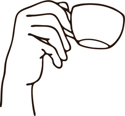 hand with cup. Vector illustration for using in design of textile, postcards, covers and different kinds of print production