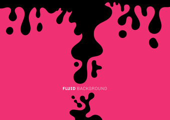 Abstract black fluid or liquid dynamic waves drop on pink background. Minimal style.