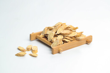 Chinese traditional medicinal herb collection, isolated over white background.