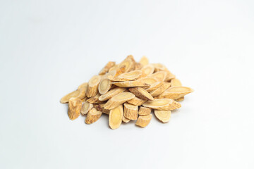 Chinese traditional medicinal herb collection, isolated over white background.