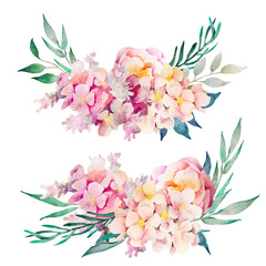 composition of lush watercolor flowers