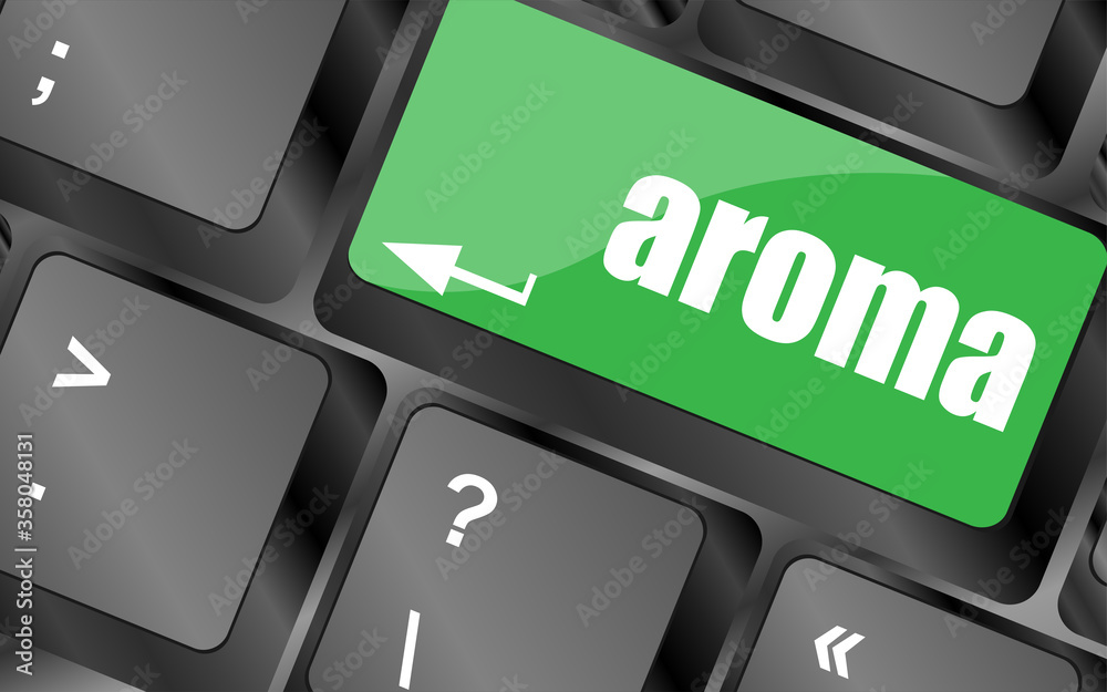 Poster button with aroma on computer keyboard key