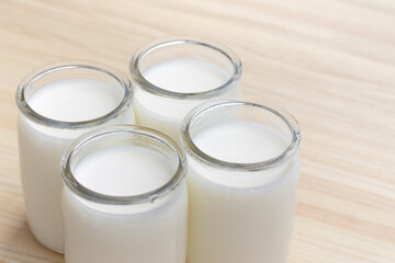greek yogurt in glass jars