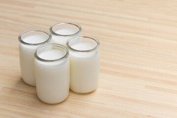 greek yogurt on a wooden board