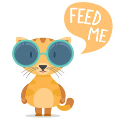 Hungry red cat with speech bubble. To see the other vector cat illustrations , please check Cats collection.