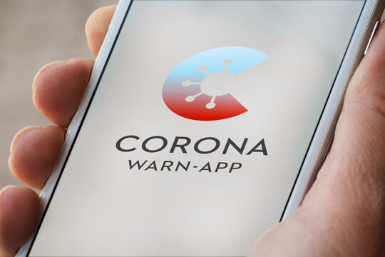 Guilherand-Granges, France - June 16, 2020. Corona Warn App. German government smartphone app against Covid-19.