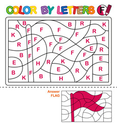 ABC Coloring Book for children. Color by letters. Learning the capital letters of the alphabet. Puzzle for children. Letter F. Flag