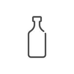 Rum bottle in flat style on white background. Simple template design. Beverage icon design. Isolated illustration outline object. One line symbol of an alcoholic drink. Single shape drink product