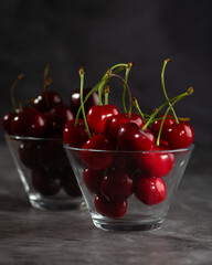 Fototapeta na wymiar Two bowl of sweet cherry