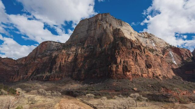 4K Zoom in Timelapse of mountain in Zion National Park, Utah, USA
