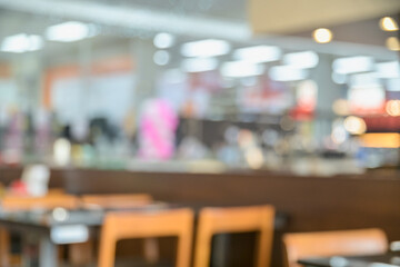 Blurred background of interior coffee shop or restaurant for background.