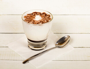 Cup of coffee with chocolate side view