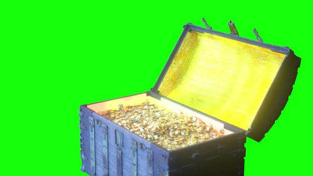 chest of gold opens 3D render