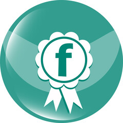 letter F in the web button. Pictograph of award. Icon symbol design
