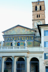 Obraz premium Basilica di Santa Maria in Trastevere at sunset, Rome, Italy