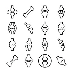 
Bone, Human Bones, Joint, Knee Joint Line Vector Icons Set 
