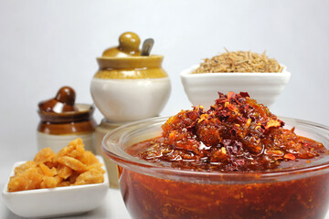 Aam Chhunda or Raw Mango Pickle is Indian side dish served with Chapati,roti or Thepla in the state of Gujarat.
