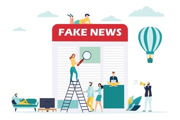 News concept with team people and page design. vector illustration