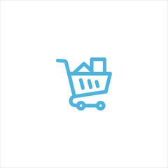 shopping trolley icon flat vector logo design trendy