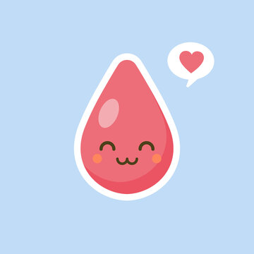 Cute happy smiling blood drop character. Vector modern trendy flat style cartoon illustration icon design. Isolated on color background.